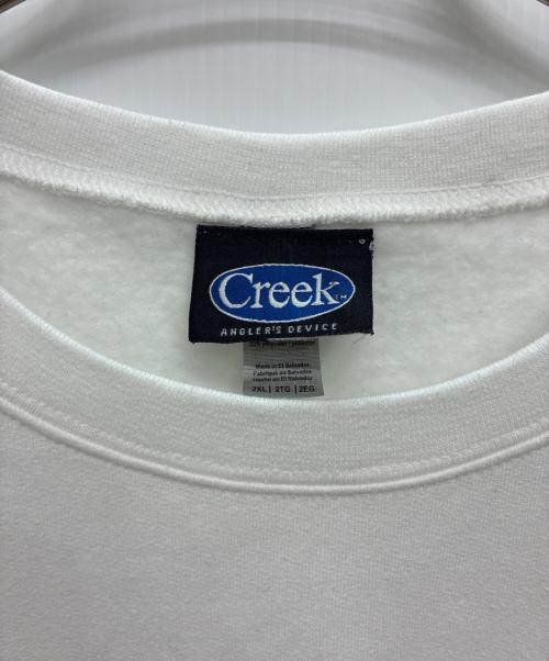 Creek Angler's Device（クリークアングラーズデヴァイス）creek angler's device (クリークアングラーズデヴァイス) my first creek クルーネックスウェット ホワイト サイズ:2XLの古着・服飾アイテム