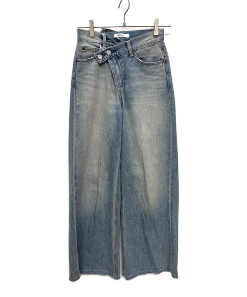 moussy（マウジー）moussy (マウジー) CROSS WAIST WIDE STRAIGHT デニムパンツ ブルーの古着・服飾アイテム