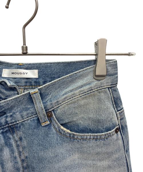 moussy（マウジー）moussy (マウジー) CROSS WAIST WIDE STRAIGHT デニムパンツ ブルーの古着・服飾アイテム