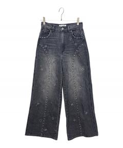 中古・古着通販】PINUE (ピヌエ) ダメージタックデニムパンツ ブルー