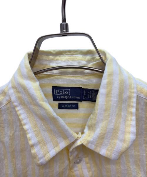 POLO RALPH LAUREN（ポロ・ラルフローレン）POLO RALPH LAUREN (ポロ・ラルフローレン) ウーブンスポーツシャツ イエロー×ホワイト サイズ:Sの古着・服飾アイテム
