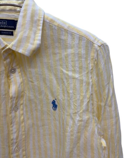 POLO RALPH LAUREN（ポロ・ラルフローレン）POLO RALPH LAUREN (ポロ・ラルフローレン) ウーブンスポーツシャツ イエロー×ホワイト サイズ:Sの古着・服飾アイテム