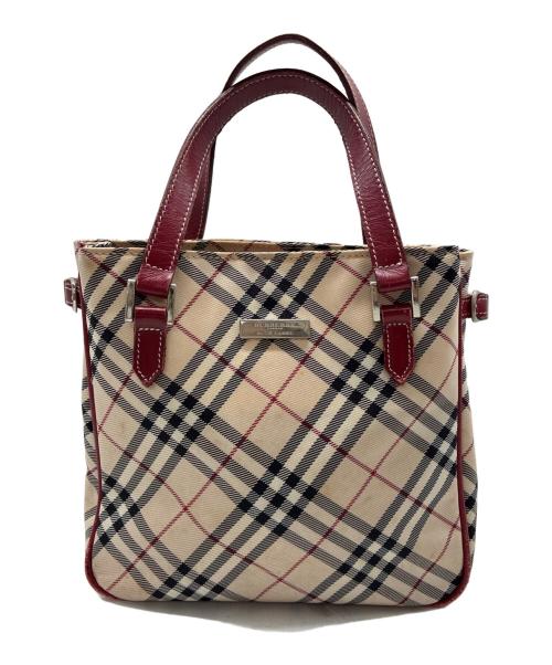 BURBERRY BLUE LABEL（バーバリー ブルー レーベル）BURBERRY BLUE LABEL (バーバリー ブルー レーベル) ノバチェック ハンドバッグ ベージュ×レッドの古着・服飾アイテム