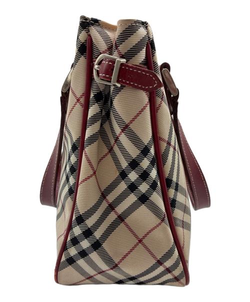 BURBERRY BLUE LABEL（バーバリー ブルー レーベル）BURBERRY BLUE LABEL (バーバリー ブルー レーベル) ノバチェック ハンドバッグ ベージュ×レッドの古着・服飾アイテム