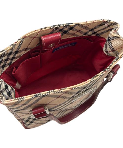 BURBERRY BLUE LABEL（バーバリー ブルー レーベル）BURBERRY BLUE LABEL (バーバリー ブルー レーベル) ノバチェック ハンドバッグ ベージュ×レッドの古着・服飾アイテム