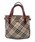 BURBERRY BLUE LABEL（バーバリー ブルー レーベル）の古着「ノバチェック ハンドバッグ」｜ベージュ×レッド