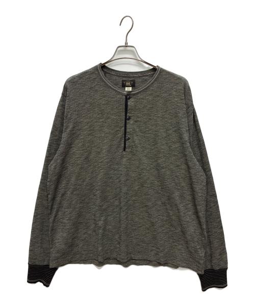 RRL（ダブルアールエル）RRL (ダブルアールエル) インディゴ ジャカード ヘンリーネック シャツ ブラック/マルチ サイズ:XXLの古着・服飾アイテム