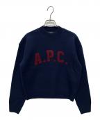 A.P.C.アーペーセー）の古着「ウールロゴニット」｜ネイビー×レッド
