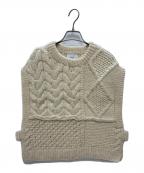 kha:kiカーキ）の古着「HAND KNIT CABLE VEST / ニットベスト」｜アイボリー