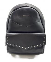 JIMMY CHOO（ジミーチュウ）の古着「Cassie Star Studded Lambskin Leather Backpack / レザーリュック」｜ブラック