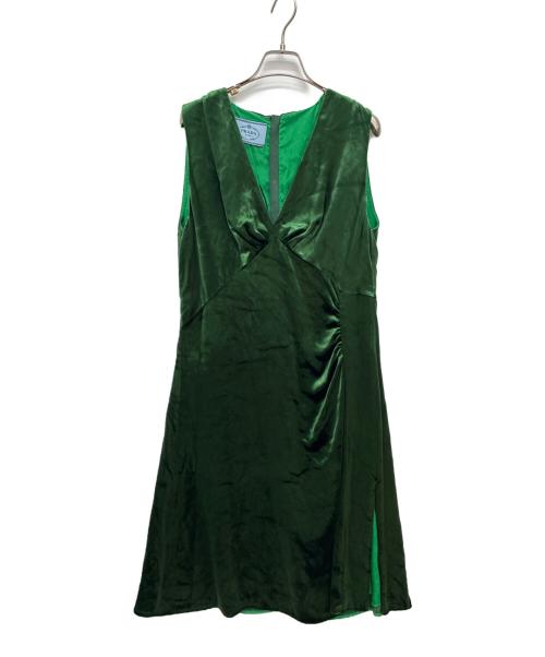 PRADA（プラダ）PRADA (プラダ) ベルベットミニドレス グリーン サイズ:44Sの古着・服飾アイテム
