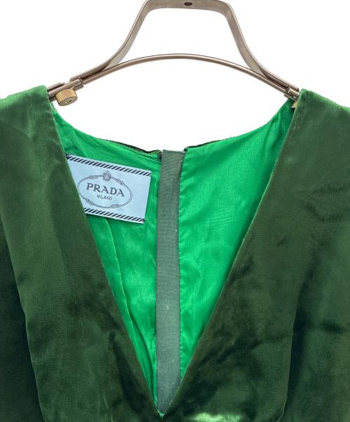 PRADA（プラダ）PRADA (プラダ) ベルベットミニドレス グリーン サイズ:44Sの古着・服飾アイテム