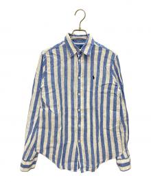 POLO RALPH LAUREN（ポロ・ラルフローレン）の古着「リネン100% CLASSIC FIT ストライプシャツ」｜ブルー×ホワイト