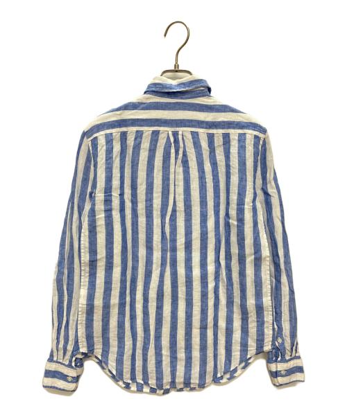 POLO RALPH LAUREN（ポロ・ラルフローレン）POLO RALPH LAUREN (ポロ・ラルフローレン) リネン100% CLASSIC FIT ストライプシャツ ブルー×ホワイト サイズ:SIZE XSの古着・服飾アイテム