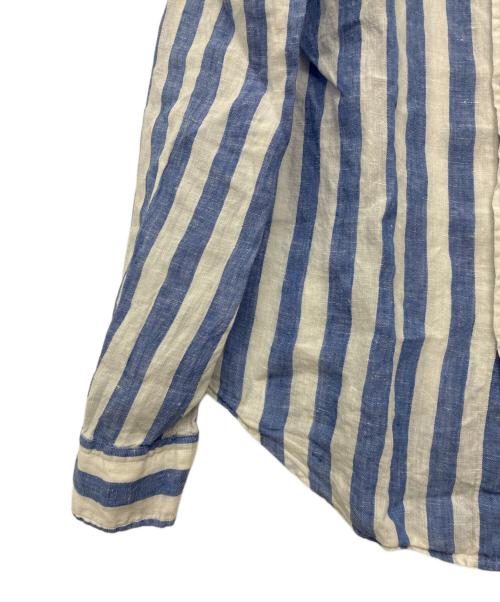 POLO RALPH LAUREN（ポロ・ラルフローレン）POLO RALPH LAUREN (ポロ・ラルフローレン) リネン100% CLASSIC FIT ストライプシャツ ブルー×ホワイト サイズ:SIZE XSの古着・服飾アイテム