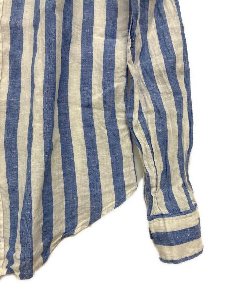POLO RALPH LAUREN（ポロ・ラルフローレン）POLO RALPH LAUREN (ポロ・ラルフローレン) リネン100% CLASSIC FIT ストライプシャツ ブルー×ホワイト サイズ:SIZE XSの古着・服飾アイテム