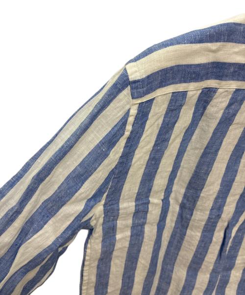 POLO RALPH LAUREN（ポロ・ラルフローレン）POLO RALPH LAUREN (ポロ・ラルフローレン) リネン100% CLASSIC FIT ストライプシャツ ブルー×ホワイト サイズ:SIZE XSの古着・服飾アイテム