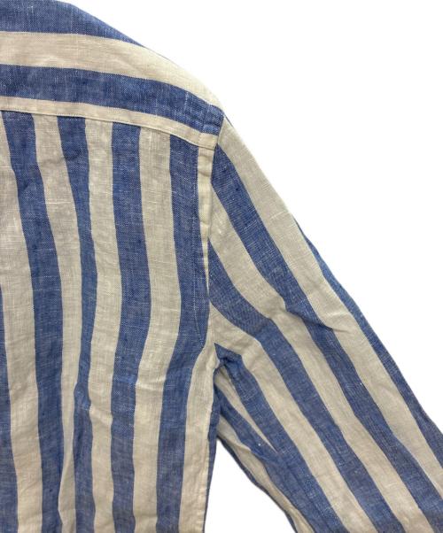 POLO RALPH LAUREN（ポロ・ラルフローレン）POLO RALPH LAUREN (ポロ・ラルフローレン) リネン100% CLASSIC FIT ストライプシャツ ブルー×ホワイト サイズ:SIZE XSの古着・服飾アイテム