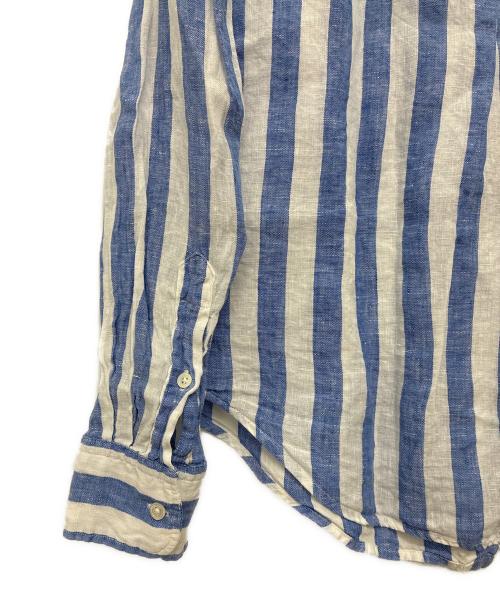 POLO RALPH LAUREN（ポロ・ラルフローレン）POLO RALPH LAUREN (ポロ・ラルフローレン) リネン100% CLASSIC FIT ストライプシャツ ブルー×ホワイト サイズ:SIZE XSの古着・服飾アイテム