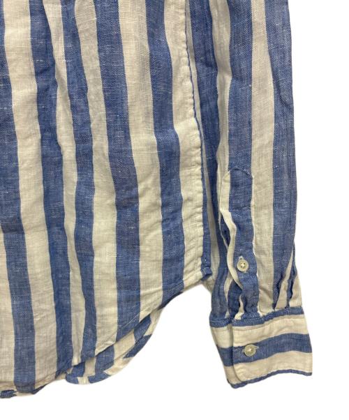 POLO RALPH LAUREN（ポロ・ラルフローレン）POLO RALPH LAUREN (ポロ・ラルフローレン) リネン100% CLASSIC FIT ストライプシャツ ブルー×ホワイト サイズ:SIZE XSの古着・服飾アイテム