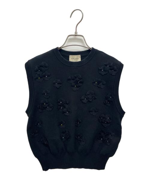 UNITED ARROWS（ユナイテッドアローズ）UNITED ARROWS (ユナイテッドアローズ) 3D フラワーモチーフ ノースリーブ ニットベスト ブラック サイズ:SIZE Freeの古着・服飾アイテム