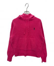 RALPH LAUREN（ラルフローレン）の古着「PINK PONY washable cashmere hoodie / カシミヤ ニットパーカー」｜ショッキングピンク