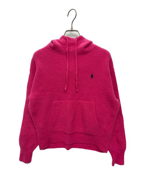 RALPH LAUREN（ラルフローレン）RALPH LAUREN (ラルフローレン) PINK PONY washable cashmere hoodie / カシミヤ ニットパーカー ショッキングピンク サイズ:Sの古着・服飾アイテム