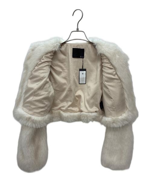 riu（リウ）Riu (リウ) ファー ノーカラーショートコート アイボリー サイズ:FREEの古着・服飾アイテム