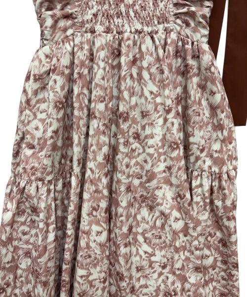 Snidel（スナイデル）Snidel (スナイデル) ショルダーリボンフラワーワンピース ピンク×ホワイトの古着・服飾アイテム