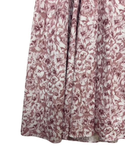 Snidel（スナイデル）Snidel (スナイデル) ショルダーリボンフラワーワンピース ピンク×ホワイトの古着・服飾アイテム