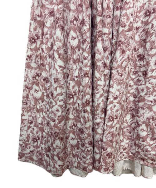Snidel（スナイデル）Snidel (スナイデル) ショルダーリボンフラワーワンピース ピンク×ホワイトの古着・服飾アイテム