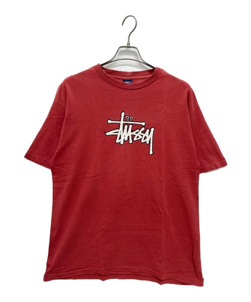 stussy（ステューシー）stussy (ステューシー) 90-00s スカル ストックロゴ プリントTシャツ レッド サイズ:Lの古着・服飾アイテム