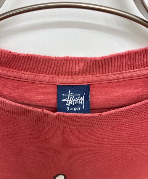 stussy（ステューシー）stussy (ステューシー) 90-00s スカル ストックロゴ プリントTシャツ レッド サイズ:Lの古着・服飾アイテム
