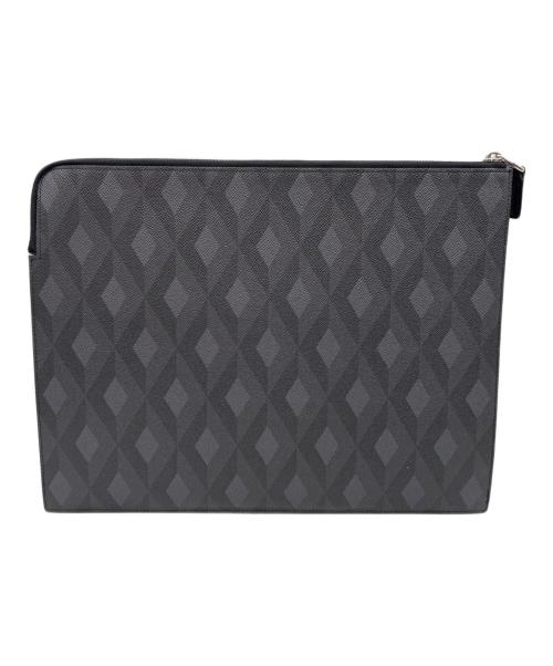 dunhill（ダンヒル）dunhill (ダンヒル) カドガン エンジンターン ジップフォリオ グレー×ブラックの古着・服飾アイテム