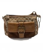 COACHコーチ）の古着「シグネチャー ワンショルダーバッグ」｜ベージュ×ブラウン
