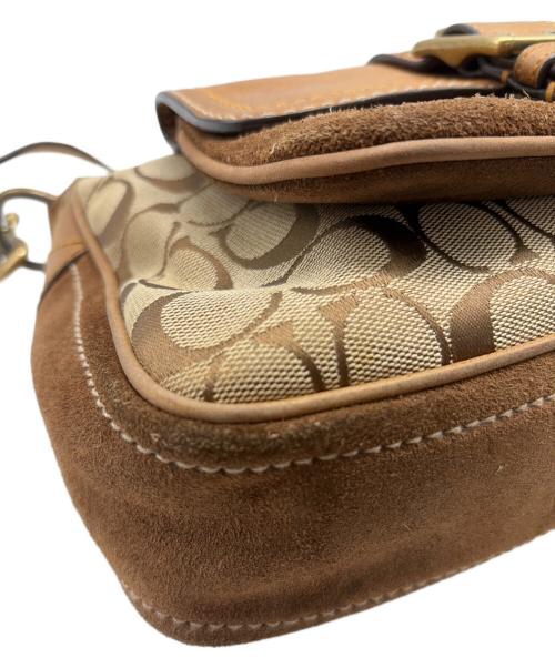 COACH（コーチ）COACH (コーチ) シグネチャー ワンショルダーバッグ ベージュ×ブラウンの古着・服飾アイテム