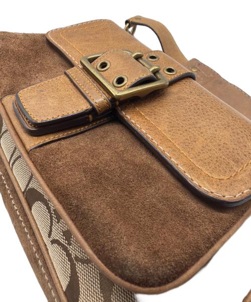 COACH（コーチ）COACH (コーチ) シグネチャー ワンショルダーバッグ ベージュ×ブラウンの古着・服飾アイテム