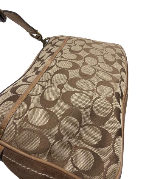 COACH（コーチ）COACH (コーチ) シグネチャー ワンショルダーバッグ ベージュ×ブラウンの古着・服飾アイテム