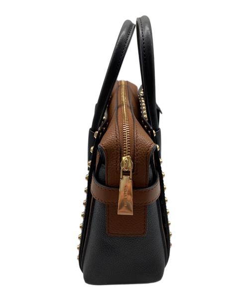 MICHAEL KORS（マイケルコース）MICHAEL KORS (マイケルコース) Mercer Small Studded Leather Belted Satchel / 2WAYバッグ ブラウン×ブラックの古着・服飾アイテム