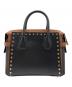 MICHAEL KORS (マイケルコース) Mercer Small Studded Leather Belted Satchel / 2WAYバッグ ブラウン×ブラック：15000円