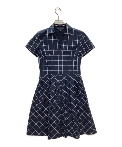 BROOKS BROTHERS（ブルックスブラザーズ）BROOKS BROTHERS (ブルックスブラザーズ) 半袖ワンピース ネイビー×ホワイトの古着・服飾アイテム
