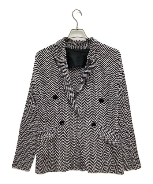 SPECCHIO（スペッチオ）SPECCHIO (スペッチオ) シャトルプリーツ ピークドラペル ダブルブレスト ジャケット ブラック×ホワイト サイズ:40の古着・服飾アイテム