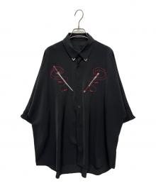 REZEN（リゼン）の古着「真紅 / 刀×スタッズ半袖シャツ」｜ブラック