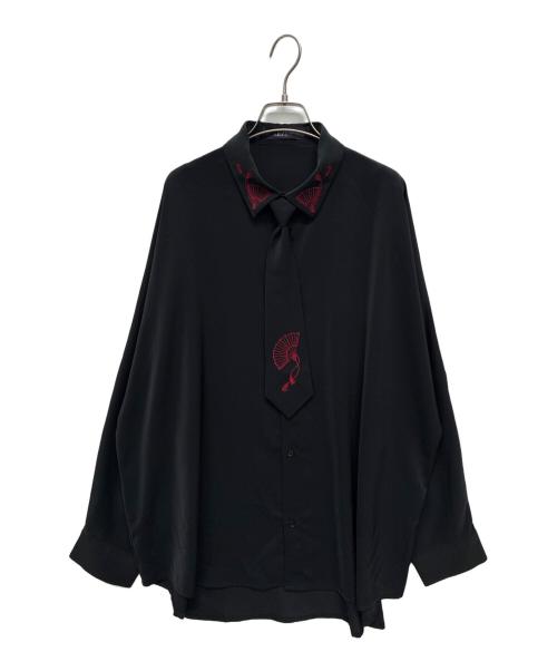 REZEN（リゼン）REZEN (リゼン) 真紅 / タイ付扇子刺繍シャツ ブラック サイズ:Lの古着・服飾アイテム