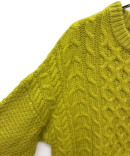 6(ROKU) BEAUTY&YOUTH（ロク ビューティーアンドユース）6(ROKU) BEAUTY&YOUTH (ロク ビューティーアンドユース) LIGHT CABLE KNIT/ニット 黄緑 サイズ:SIZE M (38)の古着・服飾アイテム