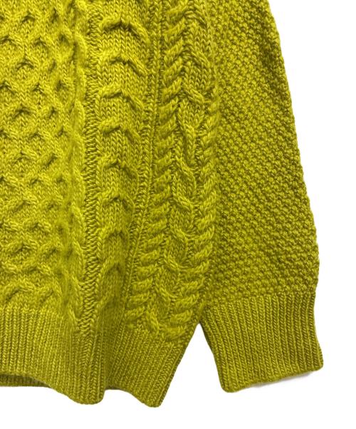 6(ROKU) BEAUTY&YOUTH（ロク ビューティーアンドユース）6(ROKU) BEAUTY&YOUTH (ロク ビューティーアンドユース) LIGHT CABLE KNIT/ニット 黄緑 サイズ:SIZE M (38)の古着・服飾アイテム