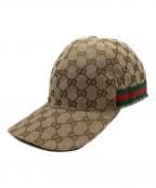 GUCCIグッチ）の古着「GGキャンバスベースボールキャップ」｜ブラウン