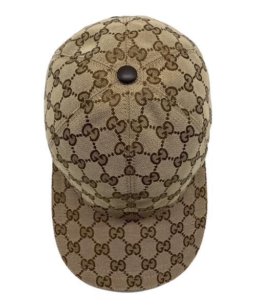 GUCCI（グッチ）GUCCI (グッチ) GGキャンバスベースボールキャップ ブラウン サイズ:57cmの古着・服飾アイテム