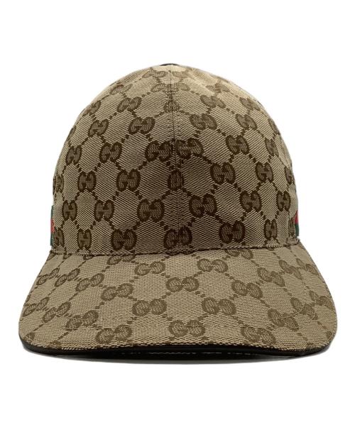 GUCCI（グッチ）GUCCI (グッチ) GGキャンバスベースボールキャップ ブラウン サイズ:57cmの古着・服飾アイテム