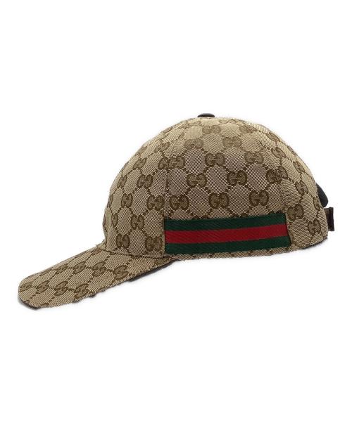 GUCCI（グッチ）GUCCI (グッチ) GGキャンバスベースボールキャップ ブラウン サイズ:57cmの古着・服飾アイテム